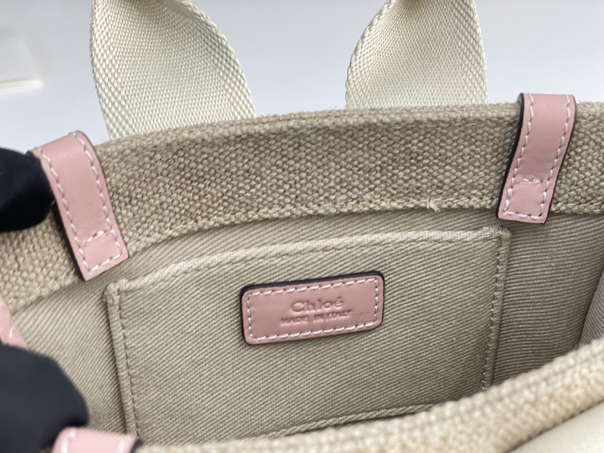 Chloe Mini Woody Tote Bag In Linen